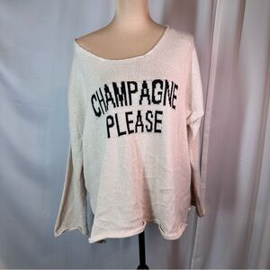 fab'rik Champagne Please Sweater Sz L Cream Lightweight Baggy Slouchy Preppy EUC